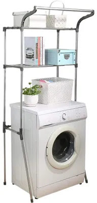 Produktbild von Badezimmer-Organizer über der Waschmaschine, 2-stöckig, Metall, verstellbar, 173 cm