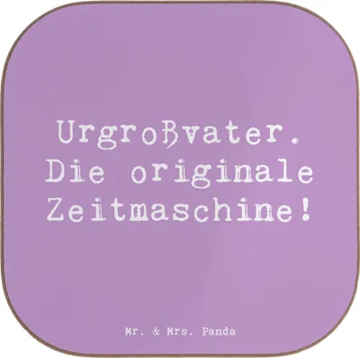 Produktbild von Mr. & Mrs. Panda Untersetzer für Gläser Spruch Urgroßvater Zeitmaschine - Lavendeltraum - Geschenk, Tasse, Tischuntersetzer, Ahnen, Erbe, Dankeschön, Holzuntersetzer