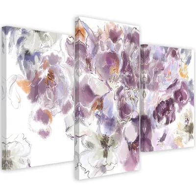 Produktbild von Triptychon auf leinwand irisblüte 120x80 cm Feeby weiß wandbild bereit zum aufhängen