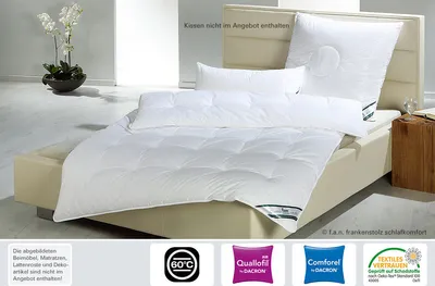 A bed with white bedding, pillows, and a duvet, set in a bedroom.
