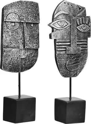 Immagine prodotto di Gilde Skulptur, "Litse", Gesichtsmotiv, Kunstharz, silberfarben, L. 4.5 cm, B. 9.5 cm, H. 24 cm 57956 4063387579565 2 Stück (2-fach sortiert)