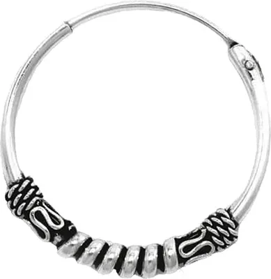 Produktbild von Single 925 Sterling Silber Keltische Bali Feine Wikinger Creole 18mm Ornamentik 7085