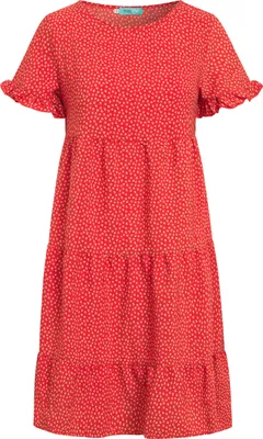 Produktbild von Sommerkleid Cannes in Rot mit einem Polka-Dot-Muster aus feinen weißen Punkten