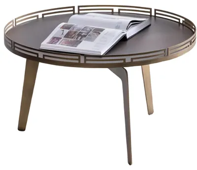 Produktbild von Stilvoller Couchtisch Beige Holzoberfläche Wohnzimmer Rundtisch