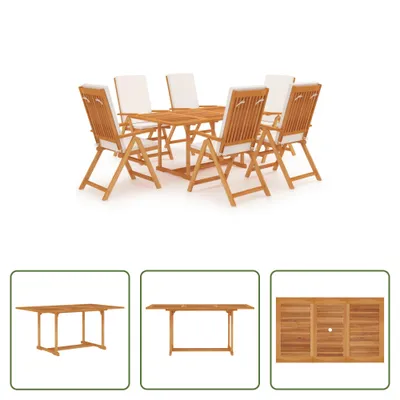 Produktbild von The Living Store 7-tlg. Garten-Essgruppe mit Kissen Massivholz Teak