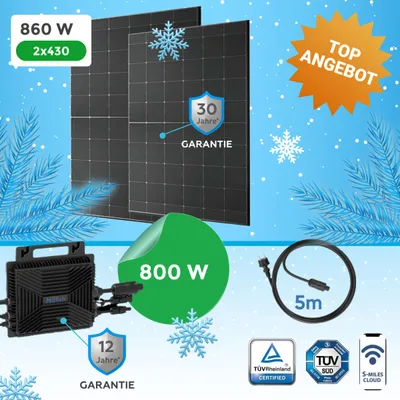 Produktbild von Balkonkraftwerk 860Watt mit 800W Wechselrichter WIFI, APP.