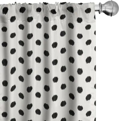 Produktbild von ABAKUHAUS Geometrisch Vorhänge, Gardinen, Alte Mode große Tupfen Flecken mit modernen Digital-Effekte minimalistischen Design, 2 Stück 75 x 245 cm, Weiß Schwarz