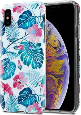 Immagine prodotto di Cadorabo Custodia per Apple iPhone XS MAX Custodia protettiva con custodia in TPU bianco Fiori Custodia Cover