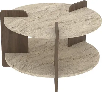 Obrázek produktu pro Dřevěný konferenční stolek „Oalla“ 70 x 70 x 45 cm – travertin