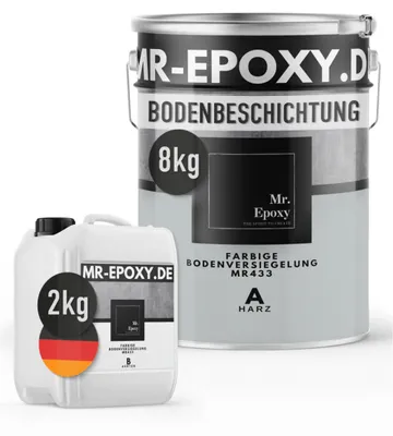 Produktbild von Mr. Epoxy Epoxidharz Bodenbeschichtung (10 kg, RAL 7035 Lichtgrau) - 2K Betonfarbe für Garagen, Keller & Werkstatt Boden - Flüssigkunststoff Epoxid Grundierung und Bodenversiegelung