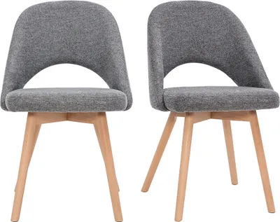 Produktbild von Miliboo - Skandinavische Stühle aus grauen Stoff mit Samteffekt und massivem Buchenholz (2er-Set) COSETTE