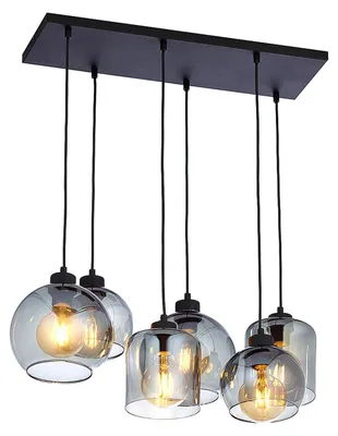 Produktbild von Pendelleuchte E27 Grau Schwarz Küche Glas Metall Modern Hängeleuchte
