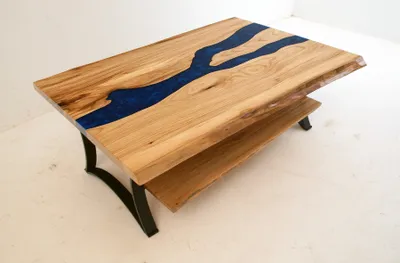 Produktbild von Couchtisch River Table Echtes Holz Flusstisch Massiv Epoxidharz Tische 120x60