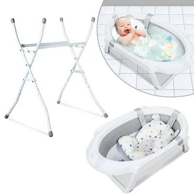 Immagine prodotto di Ikodm Vaschetta da bagno per neonati, pieghevole con supporto, vaschetta per bambini, vasca da bagno, vasca da doccia, vaschetta da viaggio, antiscivolo
