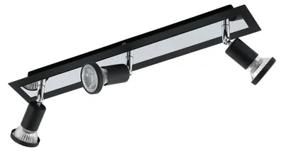 Image de Eglo 94965 Sarria Lampe poutre 3 flammes noir chrome