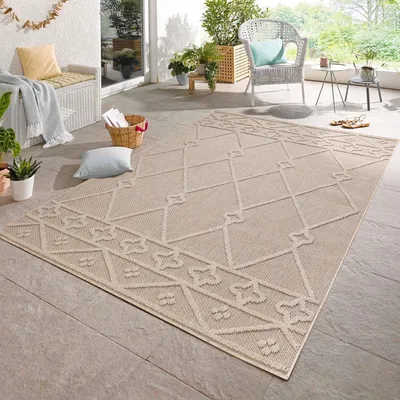 Obrázek produktu pro Carpetsale24 Vnit?ní a Venkovní Koberec Skandinávský Boho Styl Jednobarevný Vysoký Nízký Efekt Vod?odolný Balkon Terasa, Velikost: 200x290 cm