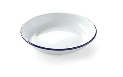 Produktbild von 12x Emaillie Teller tief, weiß blau Ø 24 cm