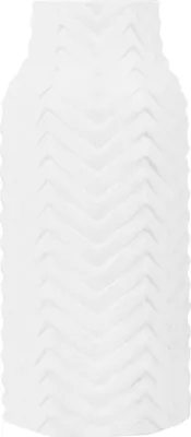 Produktbild von BELIANI Dekovase Weiß 14 x 32 cm Steinzeug gemusterte Strukturoberfläche Pflegeleicht Wohnartikel Unregelmässige Form Modern