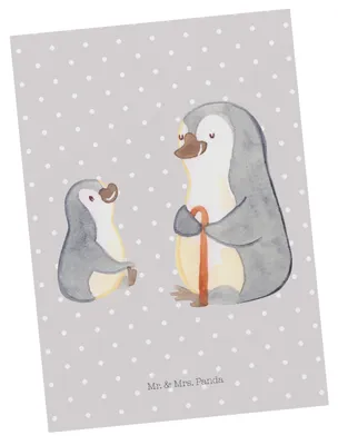 Produktbild von Mr. & Mrs. Panda Postkarte Pinguin Opa Enkel - Grau Pastell - Geschenk, Fotokarte, Postkarten, Ansichtskarten, Bester, Ansichtskarte, für, Muttertag, Grußkarte