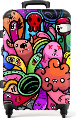 Produktbild von NoBoringSuitcases.com® Großer Koffer - Design - Monster - Regenbogen - Lustig - Mädchen - Jungen - Kombinationsschloss TSA - Hartschalen Trolley 4 Rollen - 72 liter - Reisekoffer - 66 cmKoffer Mittelgroß 67x43x25 cm, 72L,
