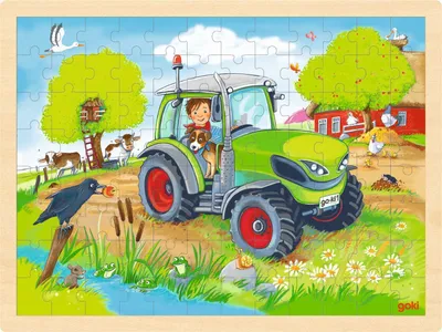 Produktbild von GOKI Holz Traktor Puzzle 96 Teile