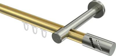 Produktbild von Interdeco Innenlaufstange / Gardinenstange mit Innenlauf Messing-Optik / Edelstahl-Optik, Typ Prestige Zoena (Glitzerzylinder), 20 mm Ø 1-läufig, 120 cm