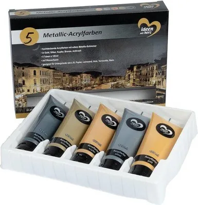 Zdjęcie produktu dla Zestaw farb akrylowych – 5 kolorów – 5 tubek po 120 ml – bardzo kryjące