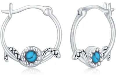 Produktbild von 925 Sterling Silber Creolen mit Türkis-Schlangen-Design für Damen