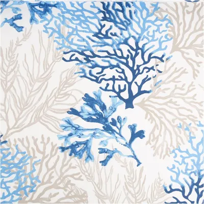 Produktbild von Baumwollstoff Cretonne Korallen Weiß Blau 160 cm breit