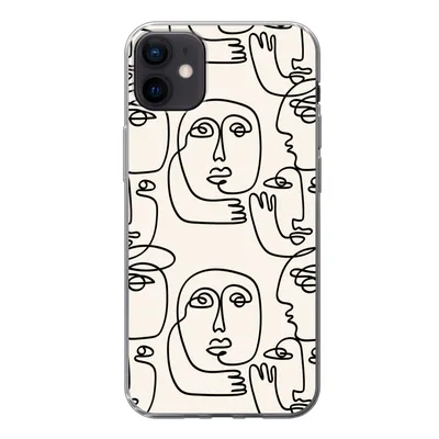 Produktbild von MuchoWow® Handyhülle Schutzhülle Hülle für iPhone 12 mini Gesicht - Muster - Strichzeichnung Silikon Softcase Handy Hülle - Bild