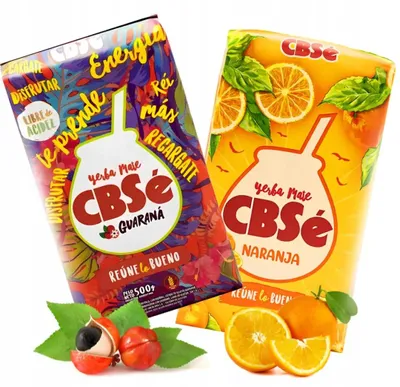 Obrázek produktu pro Sada YERBA MATE CBSe: Energie s guarana + pomerančová příchuť, 2x500g, celkem 1 kg