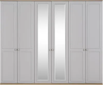 Produktbild von Schlafzimmerschrank Kleiderschrank Schrank Grau Holz Spiegel 6 Türen