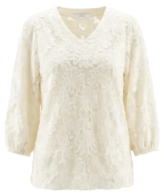 Produktbild von Bianca Bluse ALENA Creme Größe 40 Ausbrennerware mit V-Ausschnitt und 3/4-Ärmeln