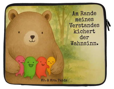 Produktbild von Mr. & Mrs. Panda Laptop Tasche Bär Gefühl Design 20 x 28 cm - Weiß - Geschenk, Notebook, Schutzhülle, Verrückt, Laptoptasche, Wahnsinn, Case, Durchgedreht, Teddy, Hülle