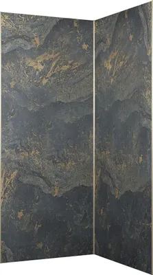 Image de Pack 2 Panneaux Muraux en Pierre Venus 90x210 cm + Profilés Or Doré Brossé