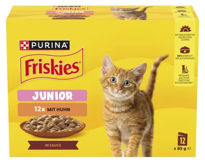 Produktbild von FRISKIES Junior in Sauce mit Huhn, 72er Pack (6 x 12 x 85g)