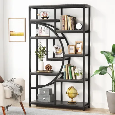 Produktbild von Tribesigns Bücherregal, industrielles 5-stöckiges Etagere-Bücherregal, freistehend Display-Regal, mit 9 offenen Ablageflächen, Grau