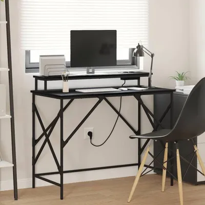 Image de Bureau exclusif - Finition chêne noir, dimensions 100 x 50 x 86,5 cm