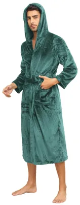 Productafbeelding van Heren Fleece Badjas met Kap voor Comfortabel Thuisgebruik