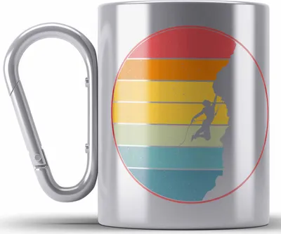 Produktbild von Trendation - Klettern Bergsteigen Geschenk Edelstahl Tasse Karabiner Boulder Geschenkidee Berge (Silber)