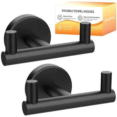 Image de Porte-serviettes pour salle de bain - 2 crochets robustes en acier inoxydable