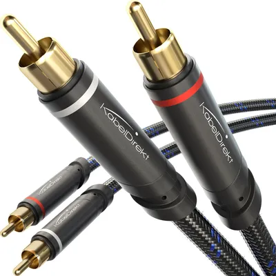 Produktbild von KabelDirekt – Cinch-Stereo-Kabel – 2m – 2×2, Nylon – für Subwoofer