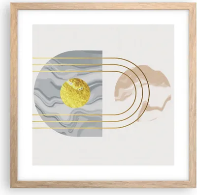 Produktbild von Gerahmtes Poster - Rahmen in heller Eiche - Modern Gold abstrakt - 40x40 cm - Wand Bild - Wanddeko - Wandbilder - Kunstposter - Wandposter - Bilderrahmen - Bilder - Kunstdruck - P2NAC40x40-4574