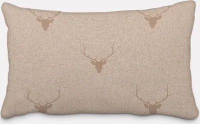 Produktbild von SCHÖNER LEBEN. Kissenhülle Jacquard Hirschkopf Geweih beige hellbraun Größe 60x80cm (HxB) 60x80cm (HxB) Größe