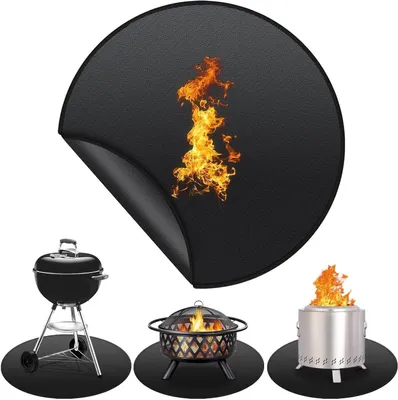 Productafbeelding van Vuurvaste Onderlegger - Beschermingsmat Tafelhaard - Terras Beschermen - Hittebestendig tot 1000°C - 50 cm Rond - Zwart