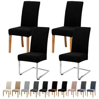 Produktbild von Stuhlhussen 4er Set, Stretch Stuhlbezug, Waschbar, Schwarz