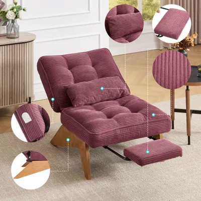 Obrázok produktu pre Kreslo do posedenia – Kreslo – Relaxačné kreslo – Ležadlo – Nastaviteľná opierka chrbta – S podnožkou – Bedrová opierka