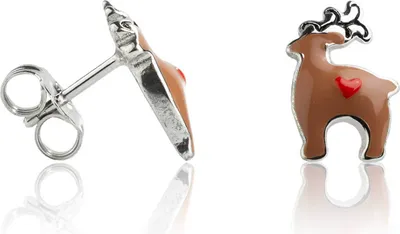 Produktbild von Ohrstecker 925 Sterling Silber Rentier mit Herz