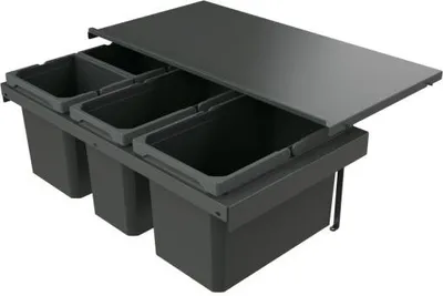 Image de Naber 8013394 Collecteur de déchets Cox Stand-UP® 280 S/800-4 sans couvercle anthracite, 42 (1x16/1x12/2x7) litres / largeur d'armoire 80 cm