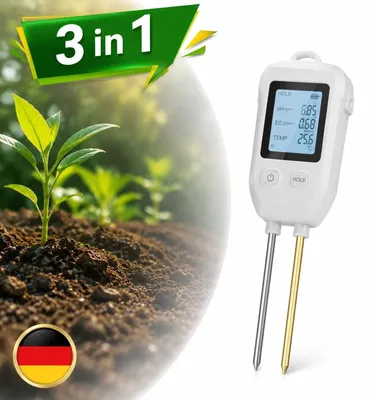 Immagine prodotto di Misuratore multifunzione 3-in-1 per il terreno: misura del pH, misuratore di umidità del terreno, misuratore di umidità delle piante